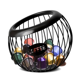 MEETOZ Coffee Pod Holder, Metal Large Capacity Cup Holder Coffee Capsule Storage Basket for Coffee Bar, Coffee Station Organizer, Coffee Bar Accessories