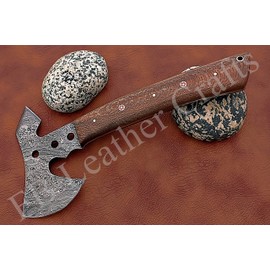FB LEATHER CRAFTS Tactical Combat Custom Made Damascus Steel Hunting Axe/Throwing Hatchets Smart Axe FBA-0020 / Camping & Hiking/Compact Axe/Gift for him (Natural Snack Wood)