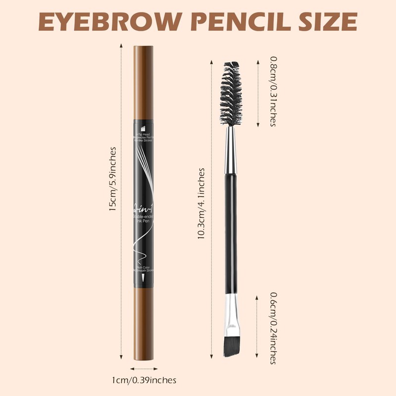 LOKFAR Microblading Eyebrow Pen, 2-In-1 Dual-Ended Waterproof Eyebrow Pencil with