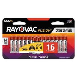 Rayovac 82416LTFUSK Fusion Advanced Alkaline Batteries, AAA, 16/Pack