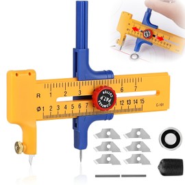 Circular Paper Cutter, Circular Cutter for Circles from 1-15 cm, Compass Cutter, Paper for Cutting Paper Cardboard, Leather, Round Cutter Made of Plastic and Brass