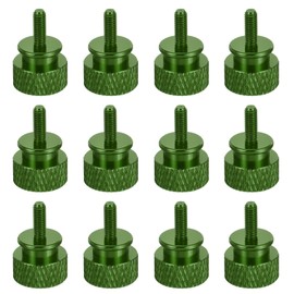 sourcing map 12pcs M3x8mm Knurled Thumb Screw Computer Case Threaded Hand Tighten Screws Aluminum Alloy for PC Case, Dark Green