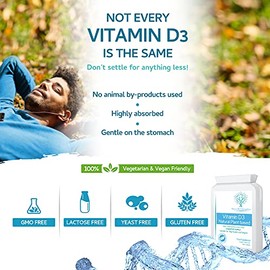 Vegan Vitamin D3 1000 IU - 6 Months Supply - 100% Natural Cholecalciferol derived from Algae, Making it Low-CO2 and 100% Plant sourced - no pesticides and no Harsh solvents - UK Made