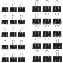 Pack of 50 Foldback Clips, 25/32 mm Black Foldback Clips, Paper Clips, Metal Jaw Clips, Paper Clips, Steel Clips, Multi-Purpose Clips for Office and Household Foldback Clips