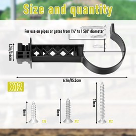 Pangda 12 Pcs Pipe Clamp Insulators Electric Fence T Post Insulators Tube Post Holds Conductors Mounted Hole Panels for Electric Fence Wire for Round Tubing,Black