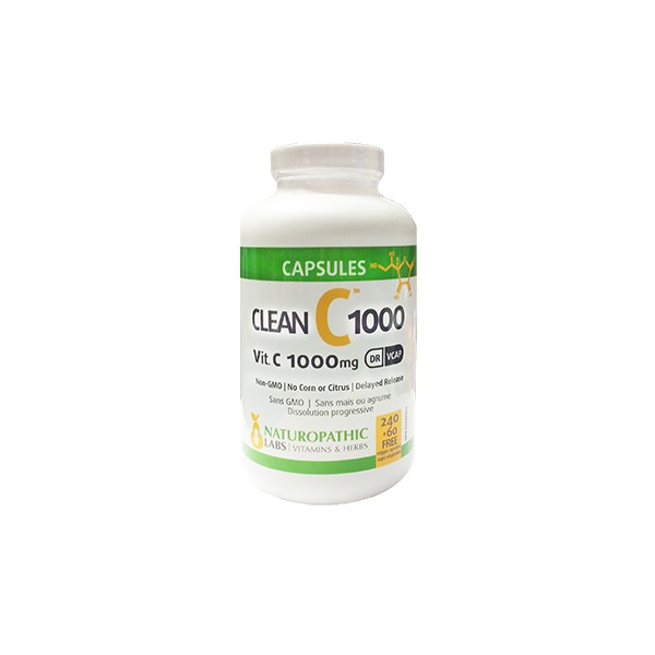 Naturopathic Labs Clean C 1000 (Vitamin C 1,000mg) - 300 V-Caps + BONUS