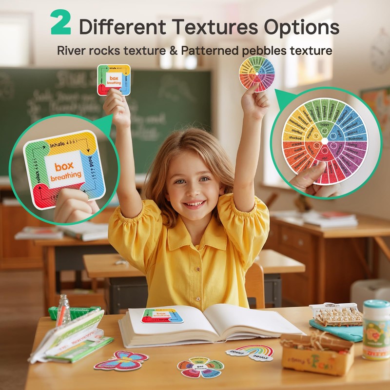 36PCS Textured Anxiety Sensory Stickers, Tactile Mood Calming Strips for