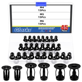 Glarks 45pcs Jack Nuts Kit Metric M4 M5 M6 Black Petal Nuts Expansion Nut Thins Fixings Dowels Assembly for Hollow Wall Iron Skin Line Use in Thin Soft Wall