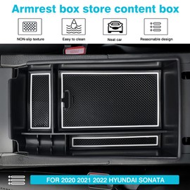Autorder Center Console Organizer for 2020 2021 2022 2023 Hyundai Sonata Accessories Armrest Storage Box Secondary Insert Tray with 2 Color Mats