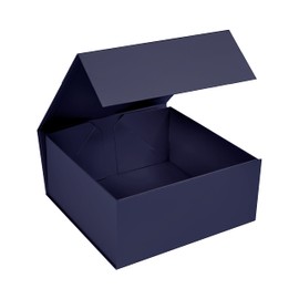 CECOBOX - Gift Boxes with Lids for Presents 8"x8"x3.1" - Matte, Collapsible Magnetic Closure Gift Box - Groomsmen & Bridesmaid Proposal Boxes, Wedding, PR, Birthdays, Holidays (Navy)