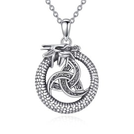 Sterling Silver Celtic Animal Necklace Celtic Knot Witch Knot Dragon Necklace Jewelry Gift for Women