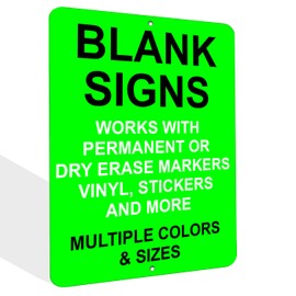 Blank Aluminum Sign 9x12 inches, Multiple Colors and Sizes, Use with Vinyl, Dry Erase Markers, Paint Markers, Stickers. Make Your Own Sign, Double Sided (Lime Green, 9x12 inches)