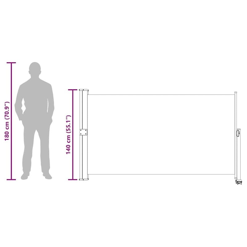 vidaXL Side Awning Cream Screen, Grey Stand
