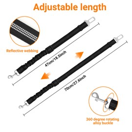 Dog Seat Belt for Car UK,47-70cm Adjustable Pet Seatbelt with Swivel Clip & Reflective Strips for Cars, Easy to Use Dog Car Seat Belt