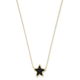 Kendra Scott Jae Star Gold Pendant Necklace in Black Drusy