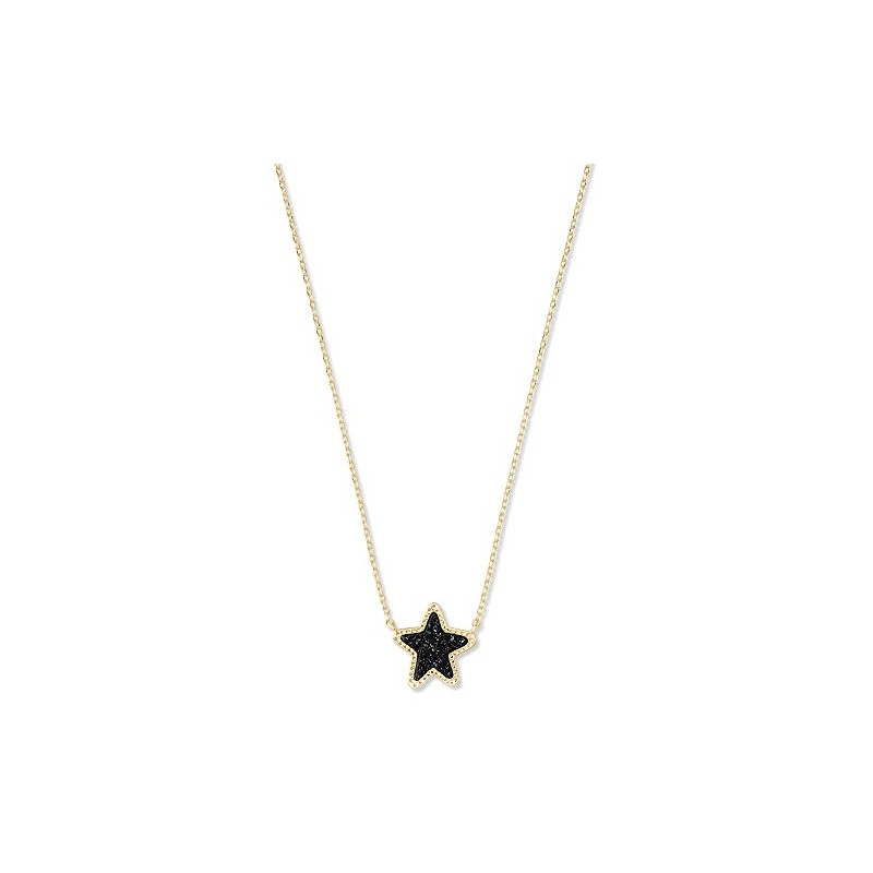 Kendra Scott Jae Star Gold Pendant Necklace in Black Drusy