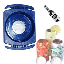 Gogailen Two-in-One Blue Manual Can Opener for 8-19 Oz Beverage Cans, Bottle Opener, Household Bar Tool