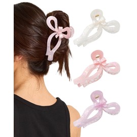 3pcs Bow Hair Clips for Women, Cute Hair Claw Clip for Thick Hair