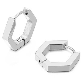 AFCJLTO 2 pieces silver hexagon earrings for women, geometric hexagon earrings, hypoallergenic, gift idea for women, minimalist and fashionable, gift for women
