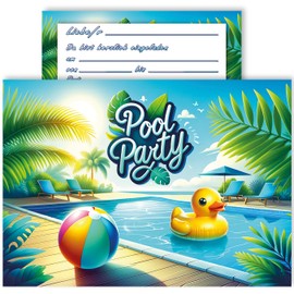 10 x Children's Invitation Cards Pool Party Pool Party Duck Children's Birthday Party Swimming Pool Indoor Pool 10 x 15 cm Party Boys Girls Teenager Birthday Party Pool Party