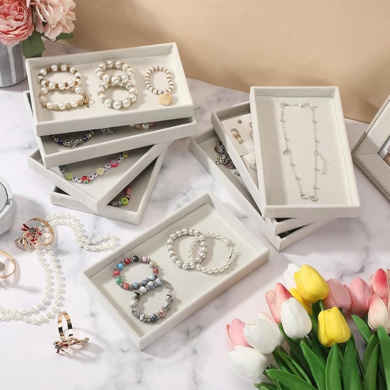 Snblzhef 8 Pcs Stackable Jewelry Tray Jewelry Organizer Tray Empty