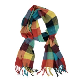 Plum Feathers Super Soft Luxurious Cashmere Feel Winter Scarf (Yellow-Burgundy-Turquoise)