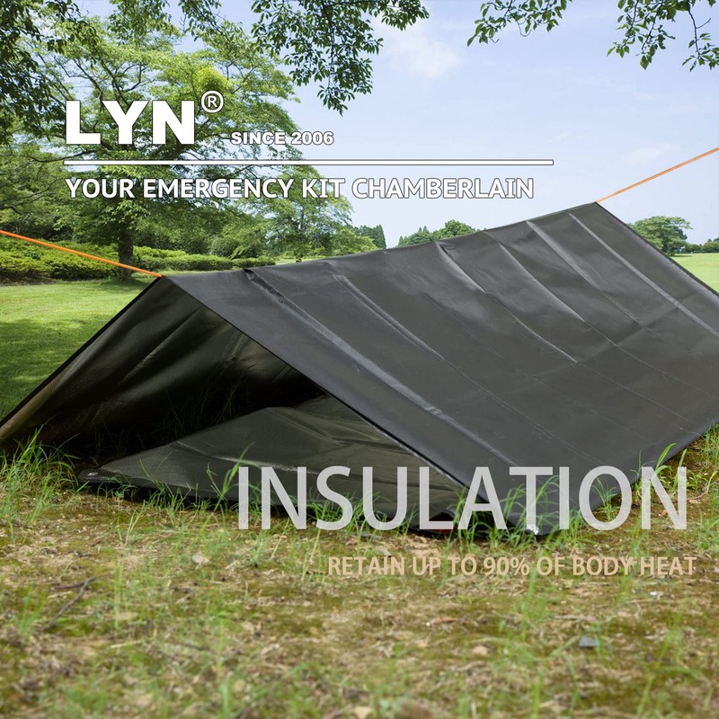 Endothermic Coating:LYN All-Weather Heavy Duty Solar Emergency Survival Blanket-Black,Reflective Space