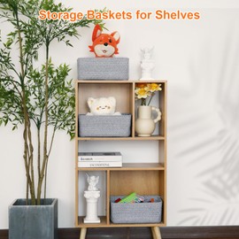 Storage Baskets for Organizing, Small Storage Bins for Shelves, Gift Basket Empty, Cute Woven Decorative Closet Organizer, Baby Rope Basket, Dog Toy Storage, 11x7.5x4.5”, 3Packs Mixed Gray