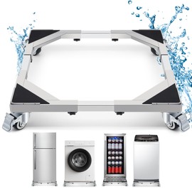 WBD Upgraded Stainless Steel Washing Machine Dolly Cart, 700lbs Furniture Dollys with lockble Wheels, Adjustable Mobile Roller Fridge Stand Base for Washing Machine, Dryer, Refrigerator, Pedestal