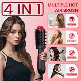 Heated Comb & 4-in-1 Blow Dryer Brush - Dual Mode Hot Air Styler for Drying, Straightening, Curling & Volumizing All Hair Types, Ceramic Ionic Technology