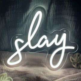 White Slay Neon Sign for Wall Decor Adjustable lighting Led Neon Light for Bedroom Wall Decor preppy girls aesthetic Dorm Y2k Cute bratz Room Decor