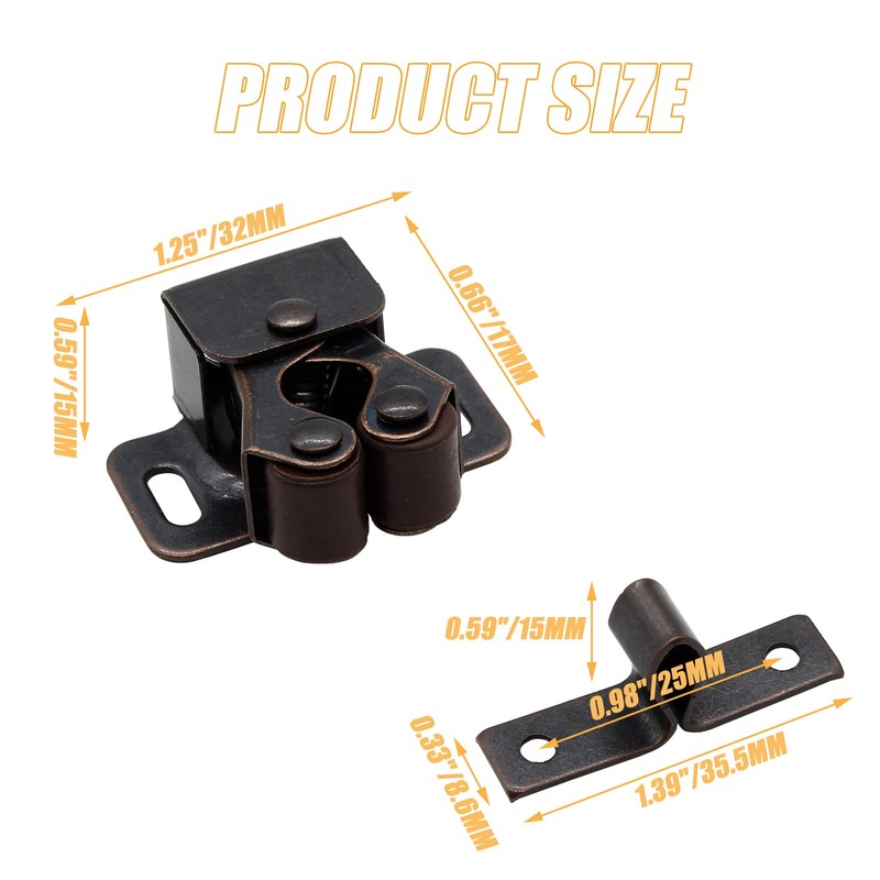 Cionyce 4 Pack Double Roller Catch with Spear, Heavy Duty