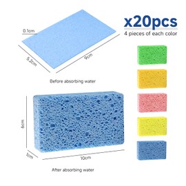 20 Pieces of Compressed Sponges, Sponges That Expand When Exposed to Water, Cleaning Blocks, Kitchen Dishwashing Sponges, Soft Sponge Rags, Suitable for Cleaning Tableware and Cooking Utensils