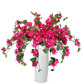 Pack of 16 Artificial Bougainvillea Silk Vines Hanging Flower Stems for Wedding & Home Decoration, Flower Garland and Garden DIY Decor - 30.5 inch (Fuchsia)