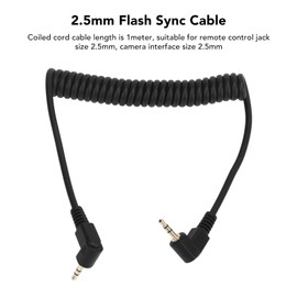 Flash Sync Cable, 2.5mm to Male Flash PC Sync Cable Coiled Remote Control Shutter Release Cable Cord for Olympus Camera EM Series DSLR
