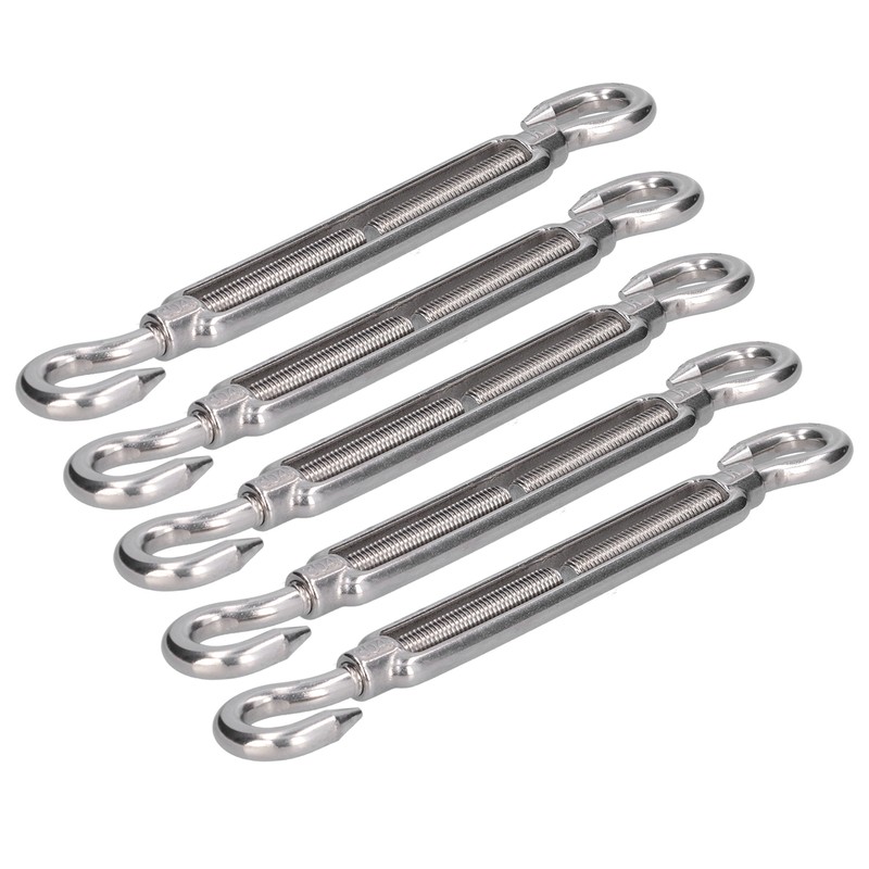 5Pcs Turnbuckle Hook and Hook Wire Rope Tension 304 Stainless