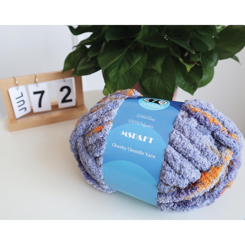 MSD&FT 4 Skeins Chunky Chenille Yarn Blanket Yarn (202406)