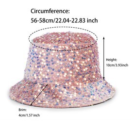 Women Sequin Sun Hat Beach Hat for Party Girls Teens Shiny Glitter Sequins Sun Hat for Travel, rose