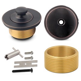 Lift and Turn Conversion Kit for Bathtub Drain Assembly, All-Brass Tub Drain | Includes Trim Waste, Single-Hole Overflow Face Plate and Removal Tool (Lift & Turn with Tool - Oil Rubbed Bronze)