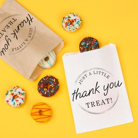 Big Dot of Happiness Simple Script Thank You White Paper Treat Bags, Wedding or Birthday Party Individual Candy Snack Favors, Greaseproof Paper Sandwich Bags - 25 Count