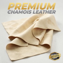 Waxacar 2 x 3 sq ft Chamois Leathers for Cars, Large Shammy Cloth Absorbent Car Drying Towel Natural Leather Lint Free Streak Free for Auto Detailing, Glasses, Mirrors, Windows and Kitchen