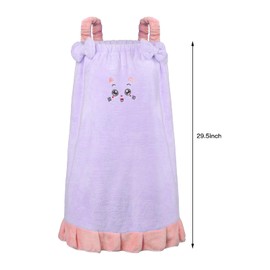 Girls Lovely Sling Bath Towel Dress Wearable Cartoon Cat Bathrobe Bath Shower Wrap Water Absorbent Bowknot Beach Towel Wrap