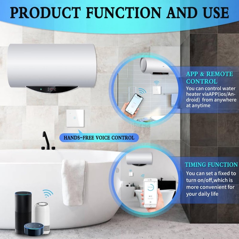 Smart Immersion Heater Timer, 40A 8000W WiFi Smart Switch with