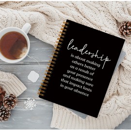 QUICQOD Leadership Definition Notebook Journal for Work Office School,Best Leader Gifts,Employee Gift for Boss,Appreciation Gift for Leader,Thank You Gift,Black Hardcover Spiral Notebook 5.5x8.3(black)