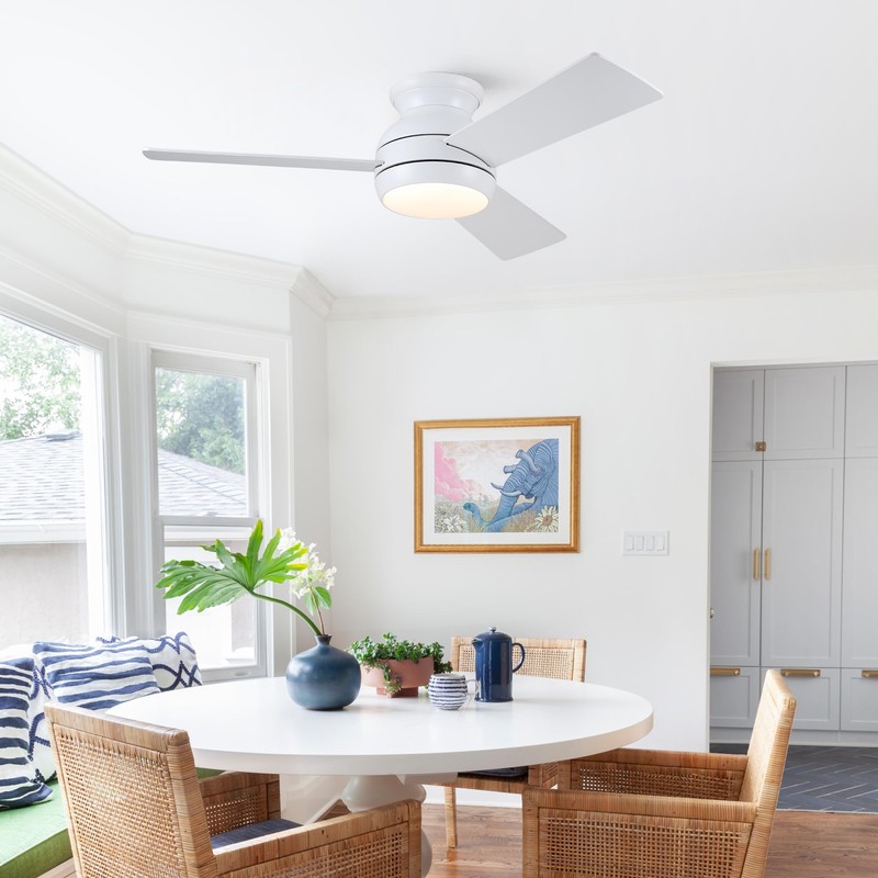 putroad 42 Inch Ceiling Fans with Lights and Remote, White