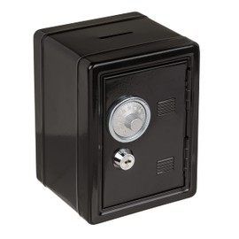 Money Box Safe Safe Made of Painted Metal with Combination Lock and Key 16 x 11.5 x 10 cm (Black)