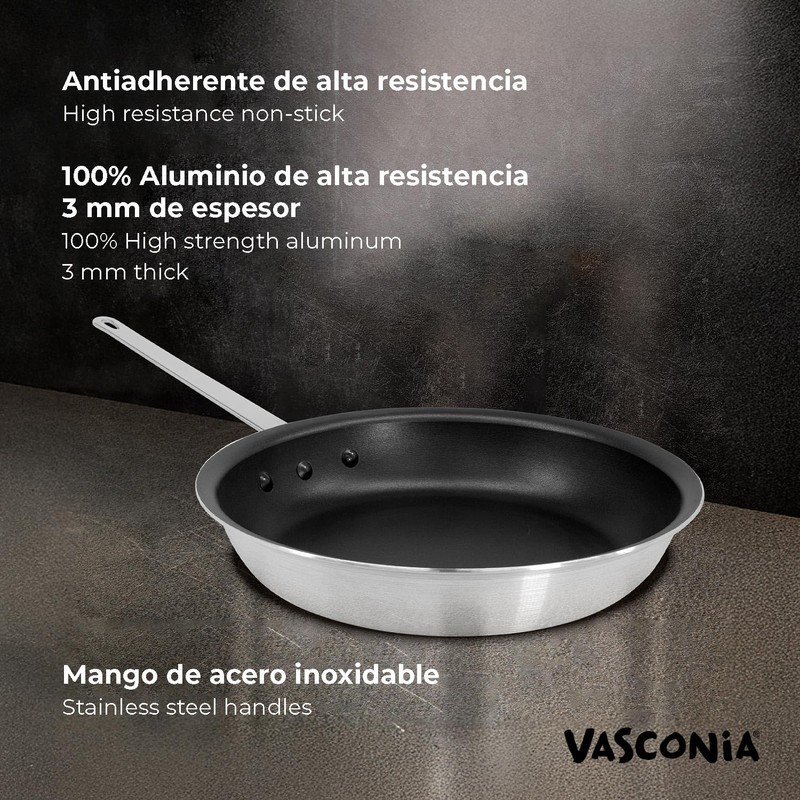Vasconia Professional 12″ Aluminum Fry Pan, Aluminum Skillet with NonStick