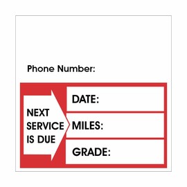 Oil Change Reminder Stickers - Fully Customizable - Removable Vinyl, 2.5" x 2.5", 250 Pack