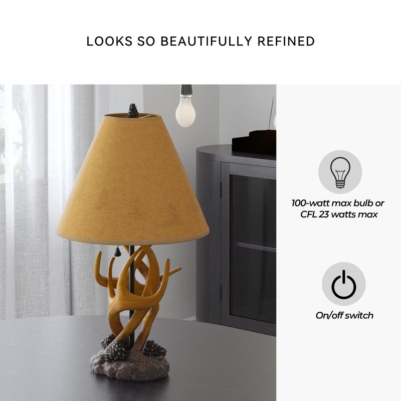 Signature Design by Ashley Derek Rustic Cabin Antler Lamp Set,