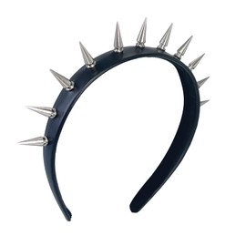 ATekatac Women Leather Headband Steampunk Spiked Headband Gothic Hairband (Black)